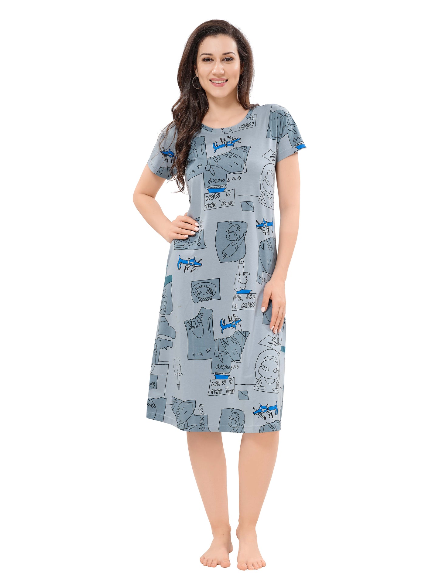 Women's Premium Hosiery Knee-length Short Nighty