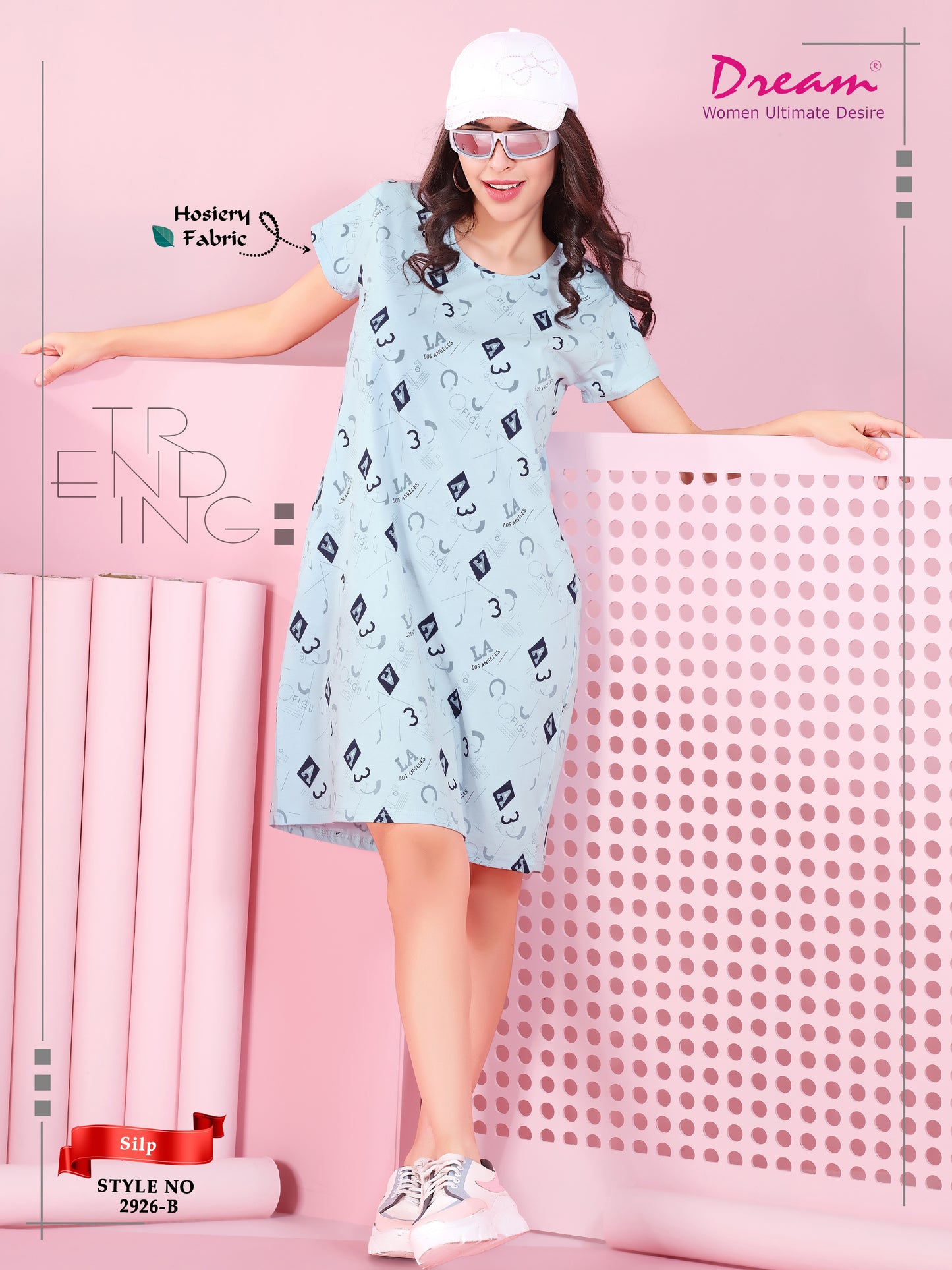 Premium Printed Hosiery Short Nighties For Women