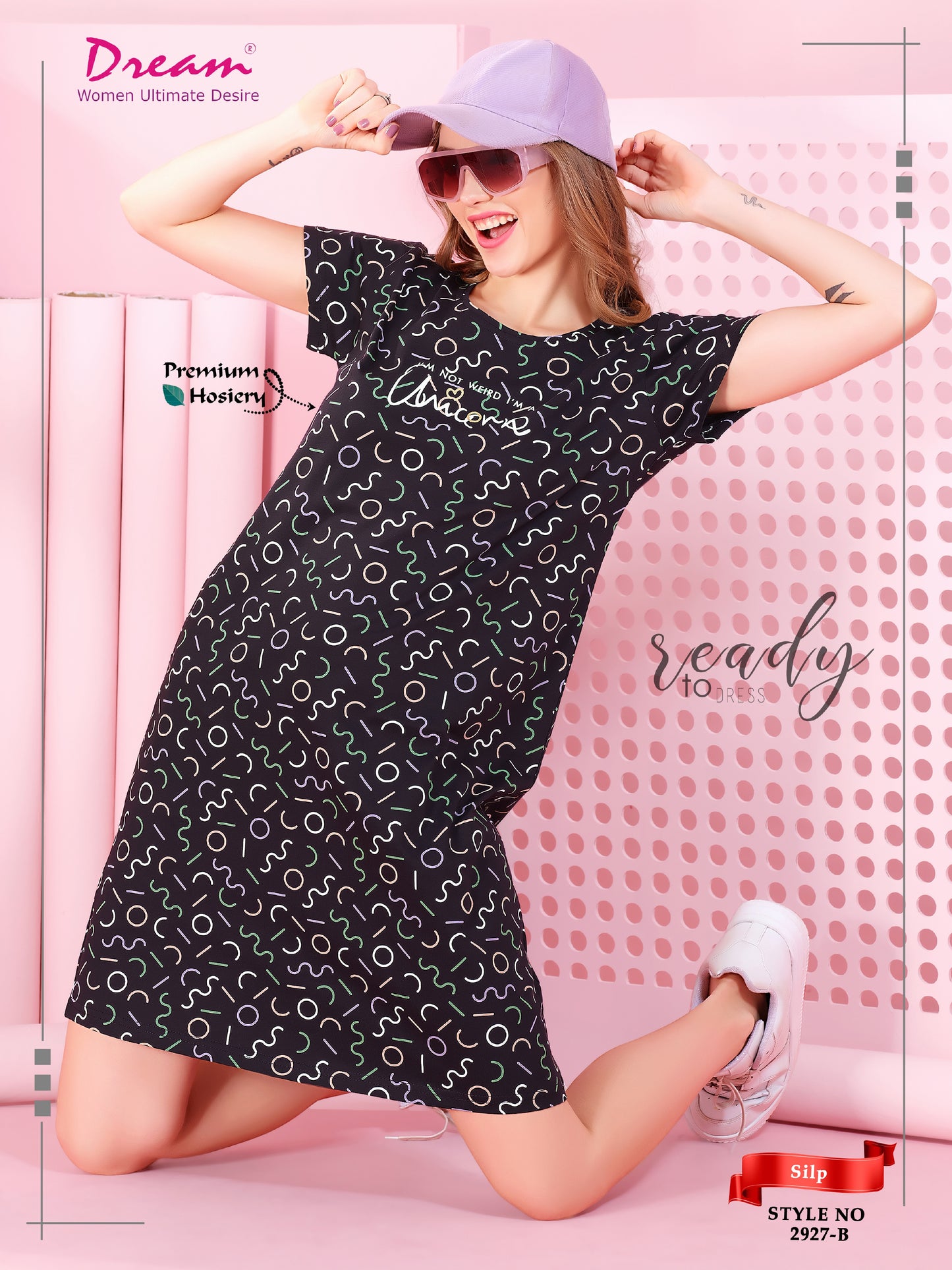 Premium Printed Hosiery Short Nighties For Women