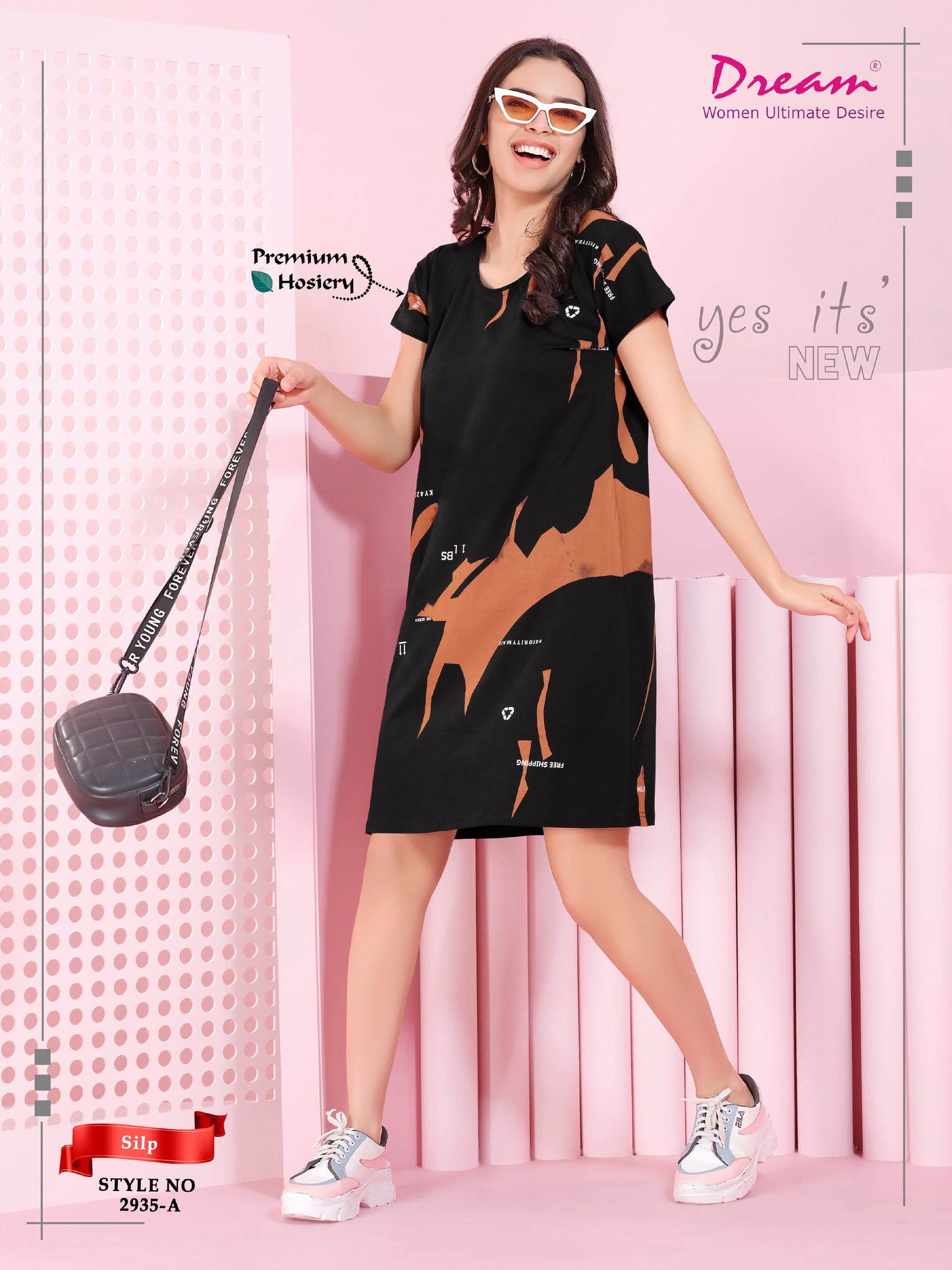 Premium Printed Hosiery Short Nighties For Women