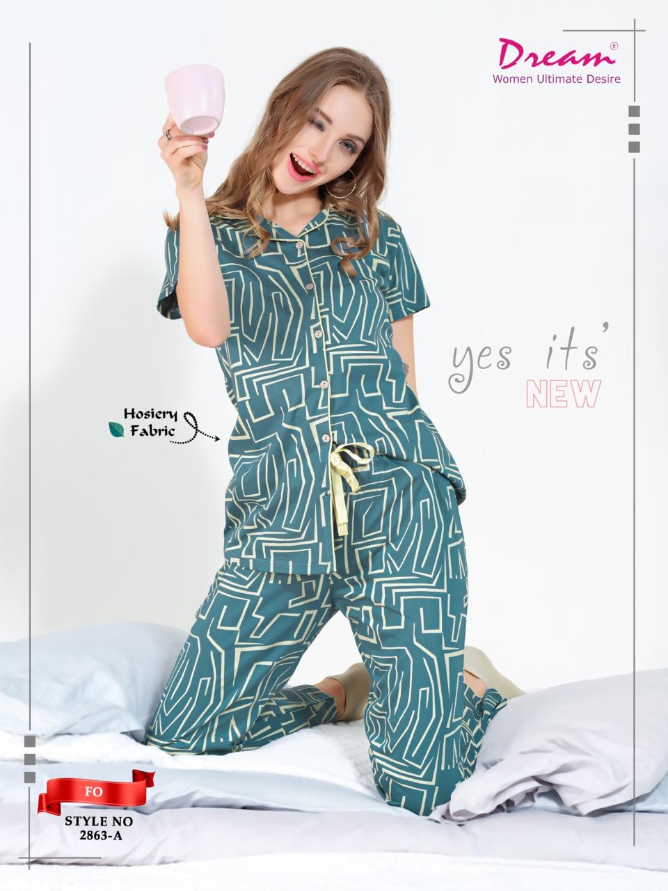 Premium Printed Hosiery Night-Suit For Women