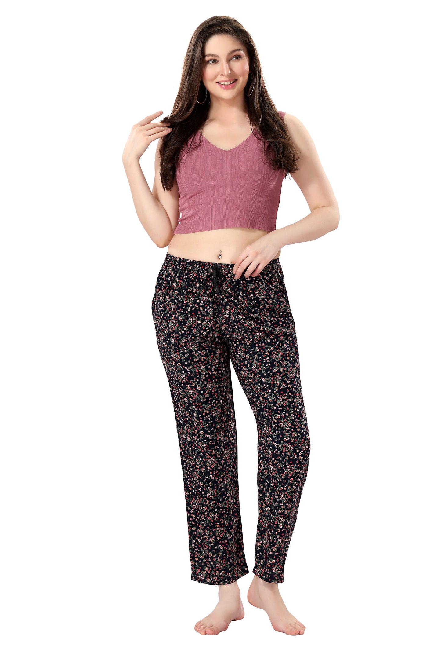 Women's Full-Length Premium Rayon Printed Pyjamas