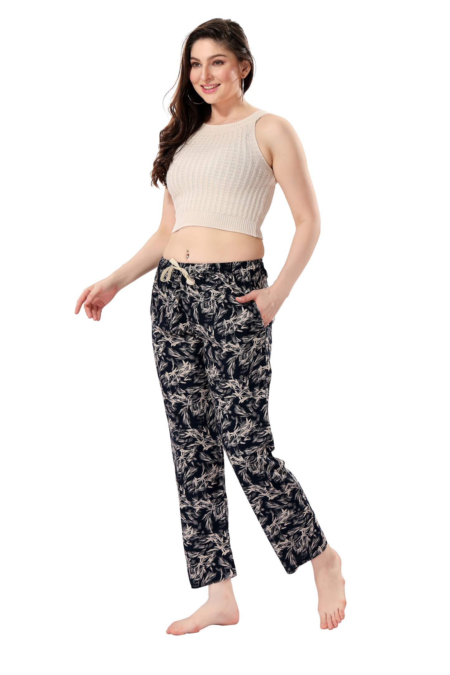 Women's Full-Length Premium Rayon Printed Pyjamas