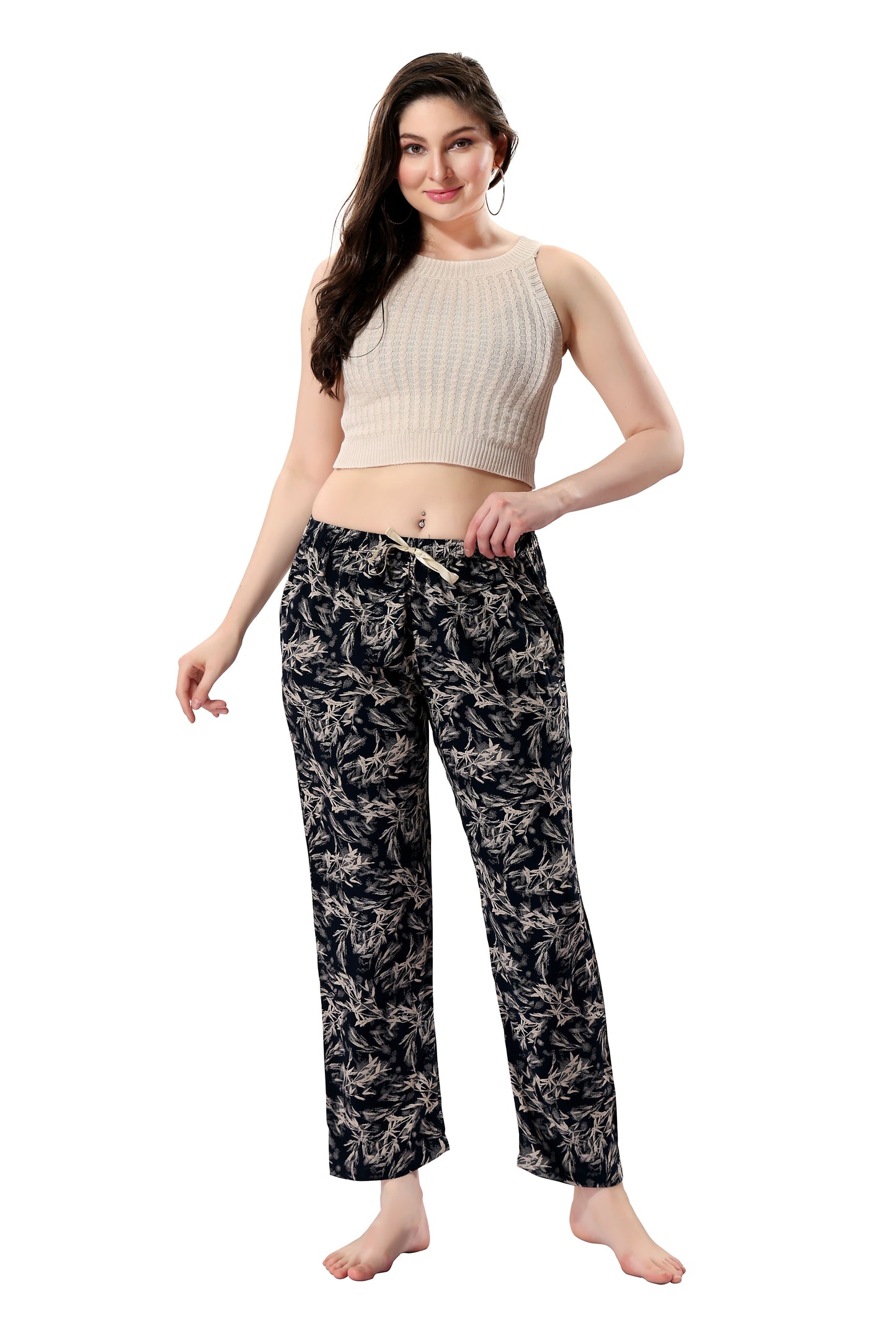 Women's Full-Length Premium Rayon Printed Pyjamas