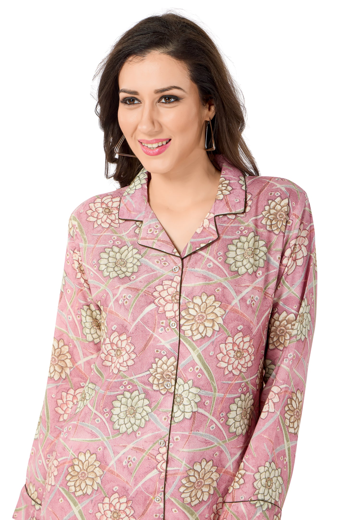 Floral Printed Long Sleeve Night Suit Set