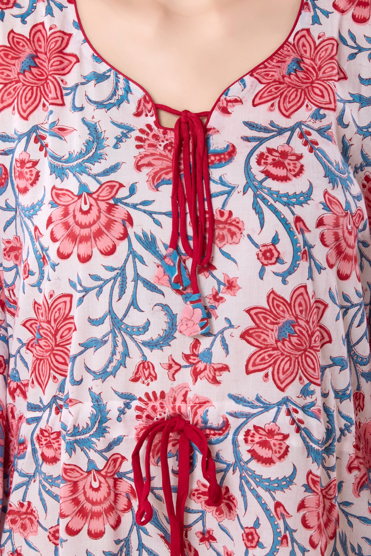 Women's Block Print Cambric Cotton Kaftan