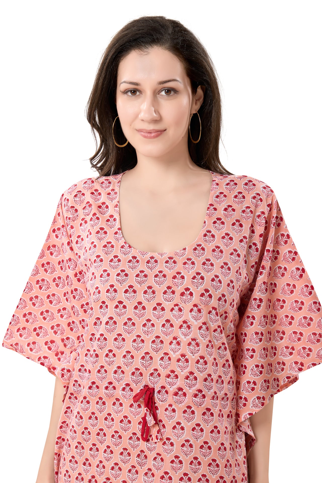 Women's Block Print Cambric Cotton Kaftan