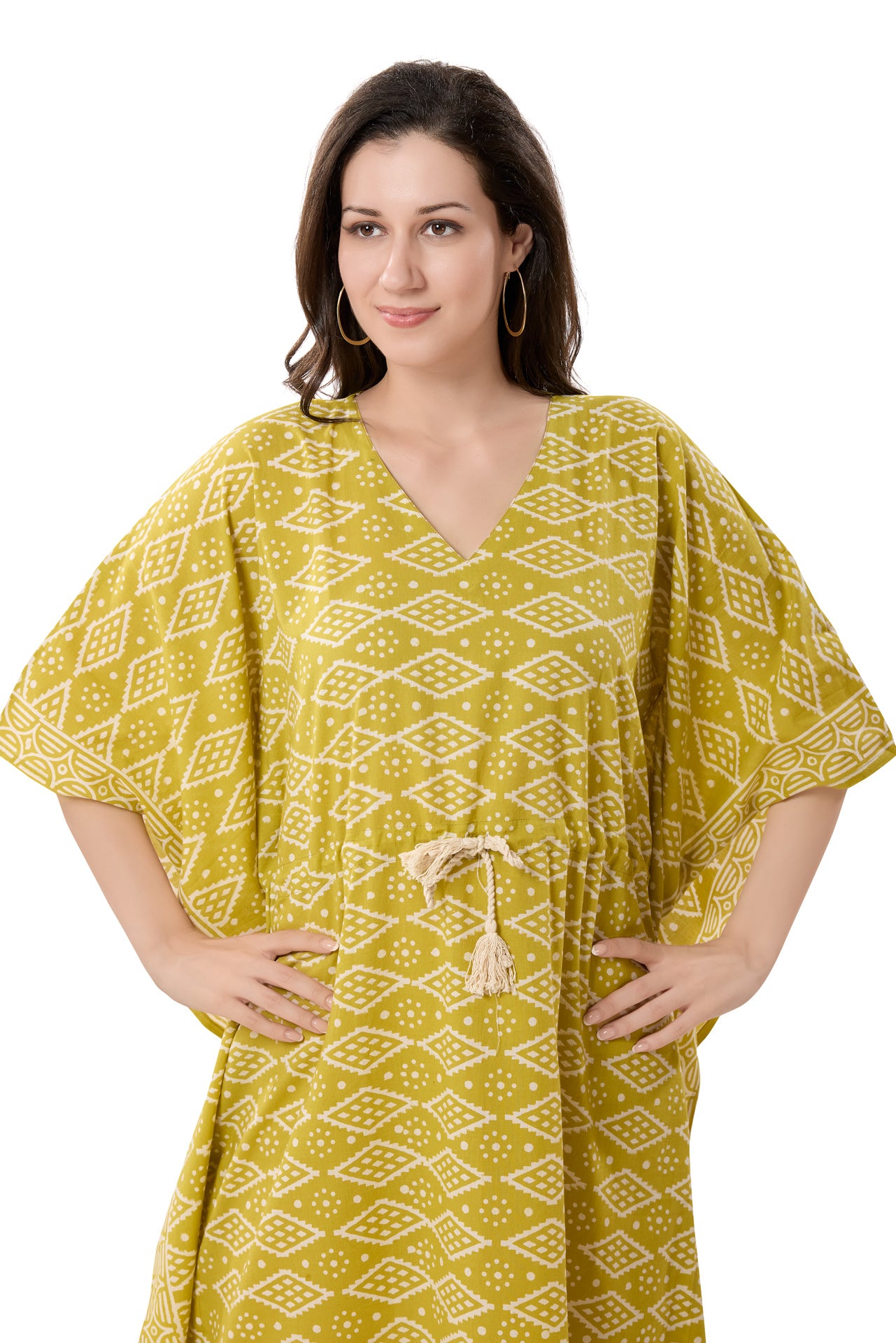 Women's Block Print Cambric Cotton Kaftan