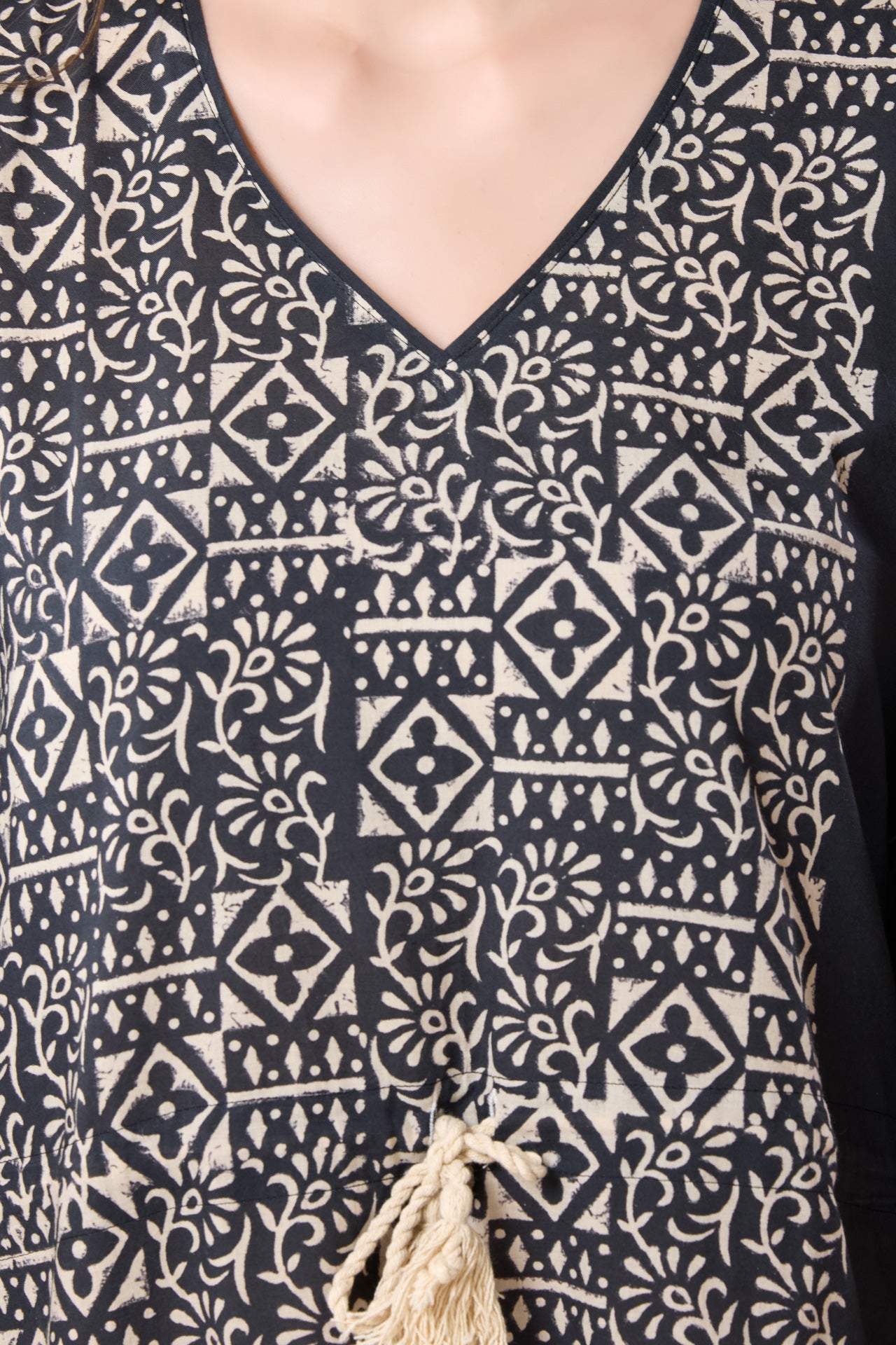 Women's Hand Block Print Cambric Cotton Kaftan