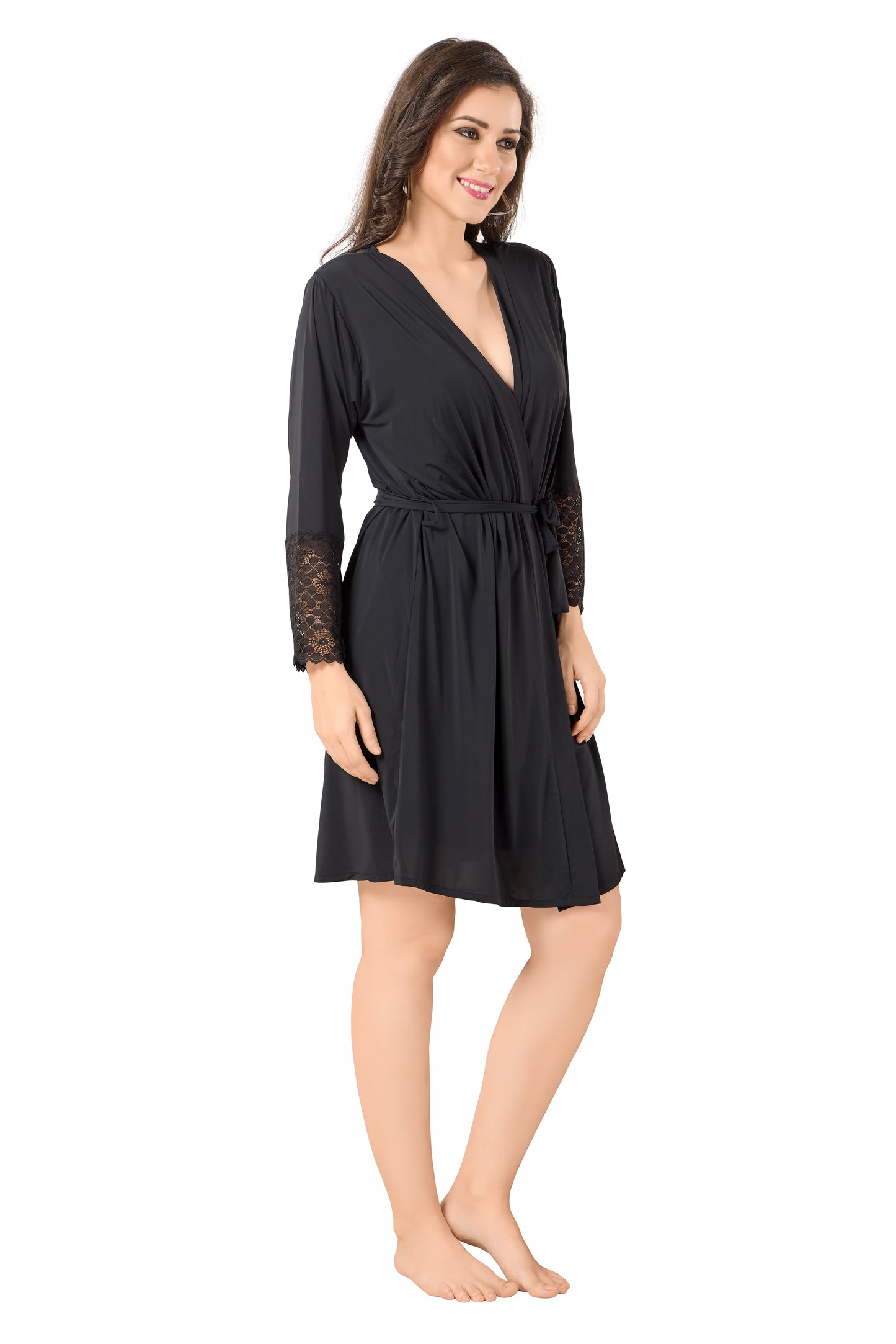 Women Malai Modal Two Piece Set With Robe