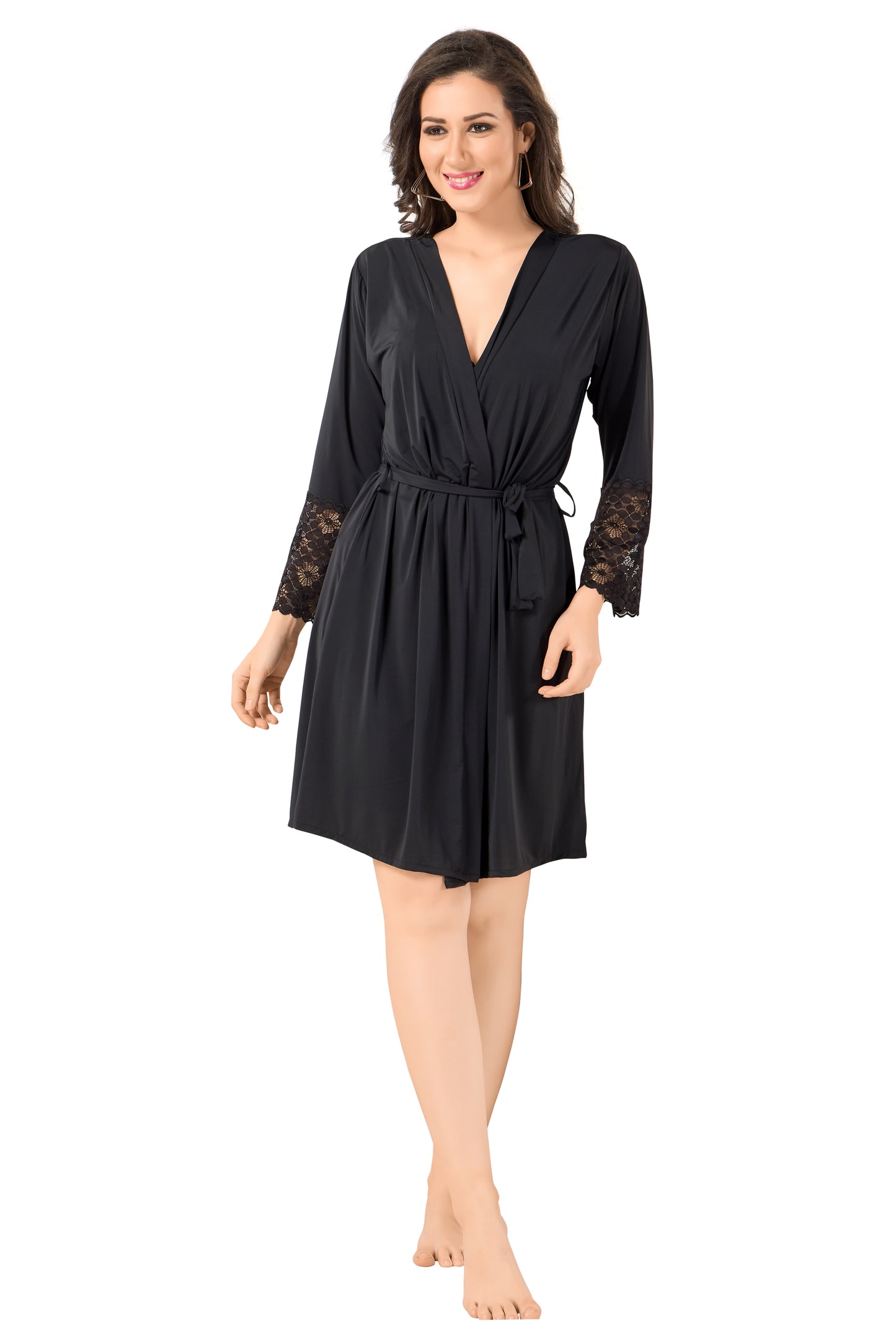 Women Malai Modal Two Piece Set With Robe