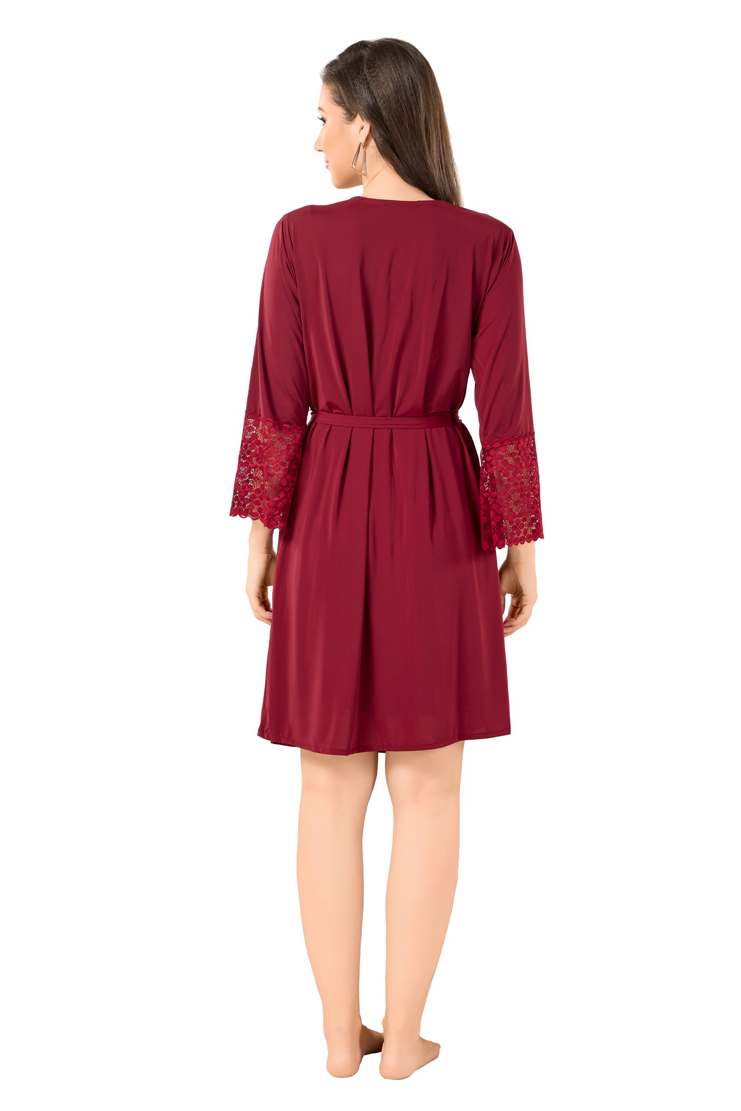 Women Malai Modal Two Piece Set With Robe