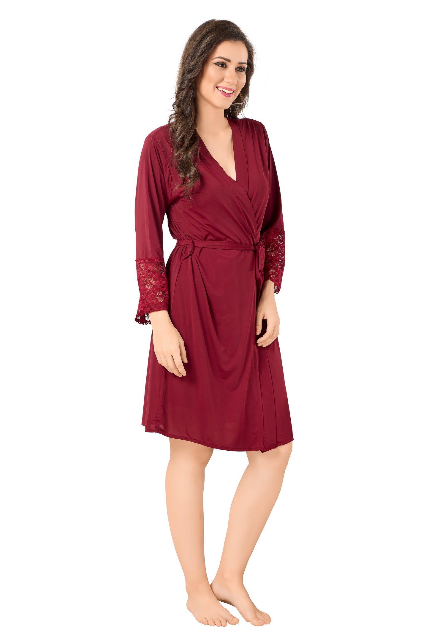 Women Malai Modal Two Piece Set With Robe