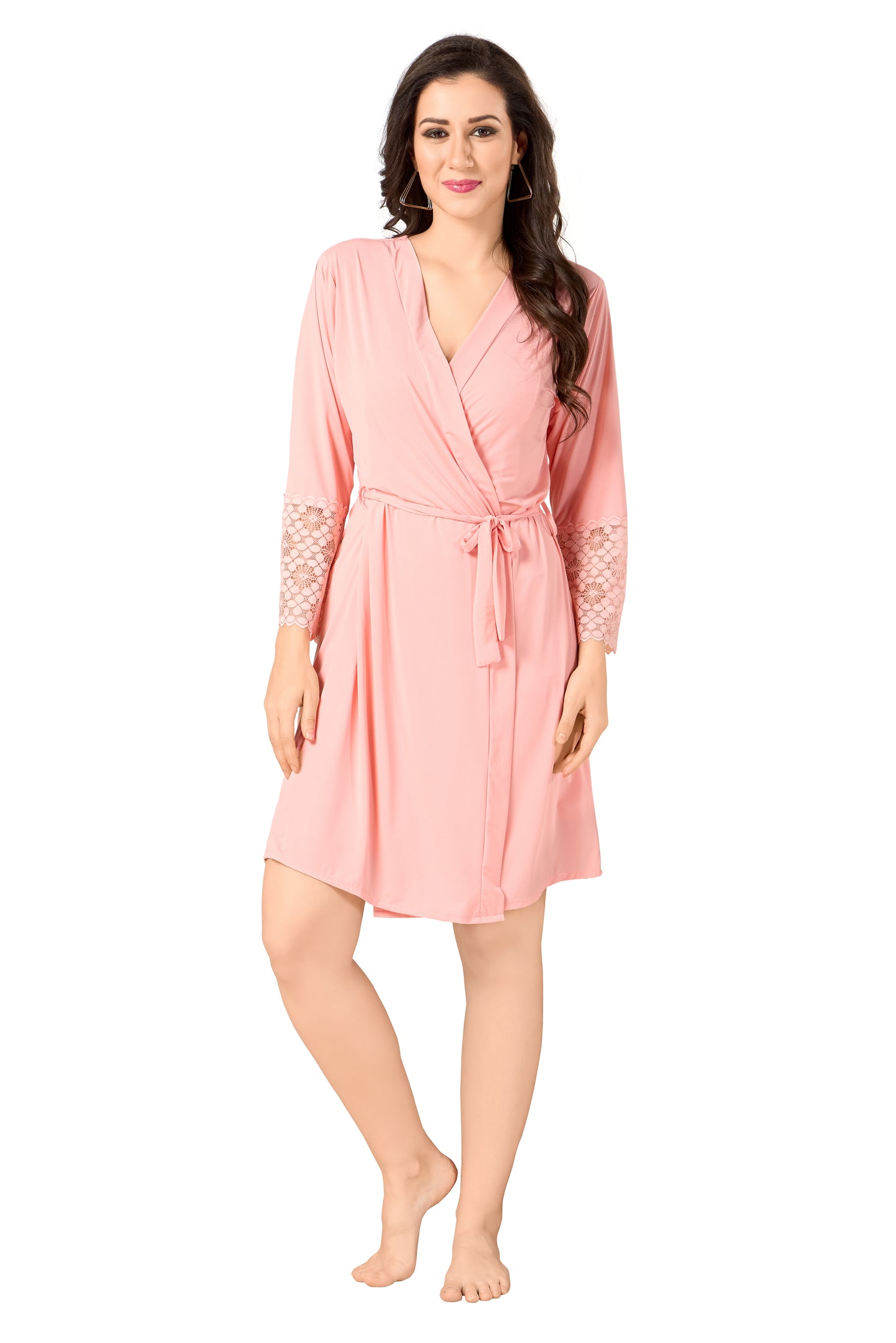 Women Malai Modal Two Piece Set With Robe