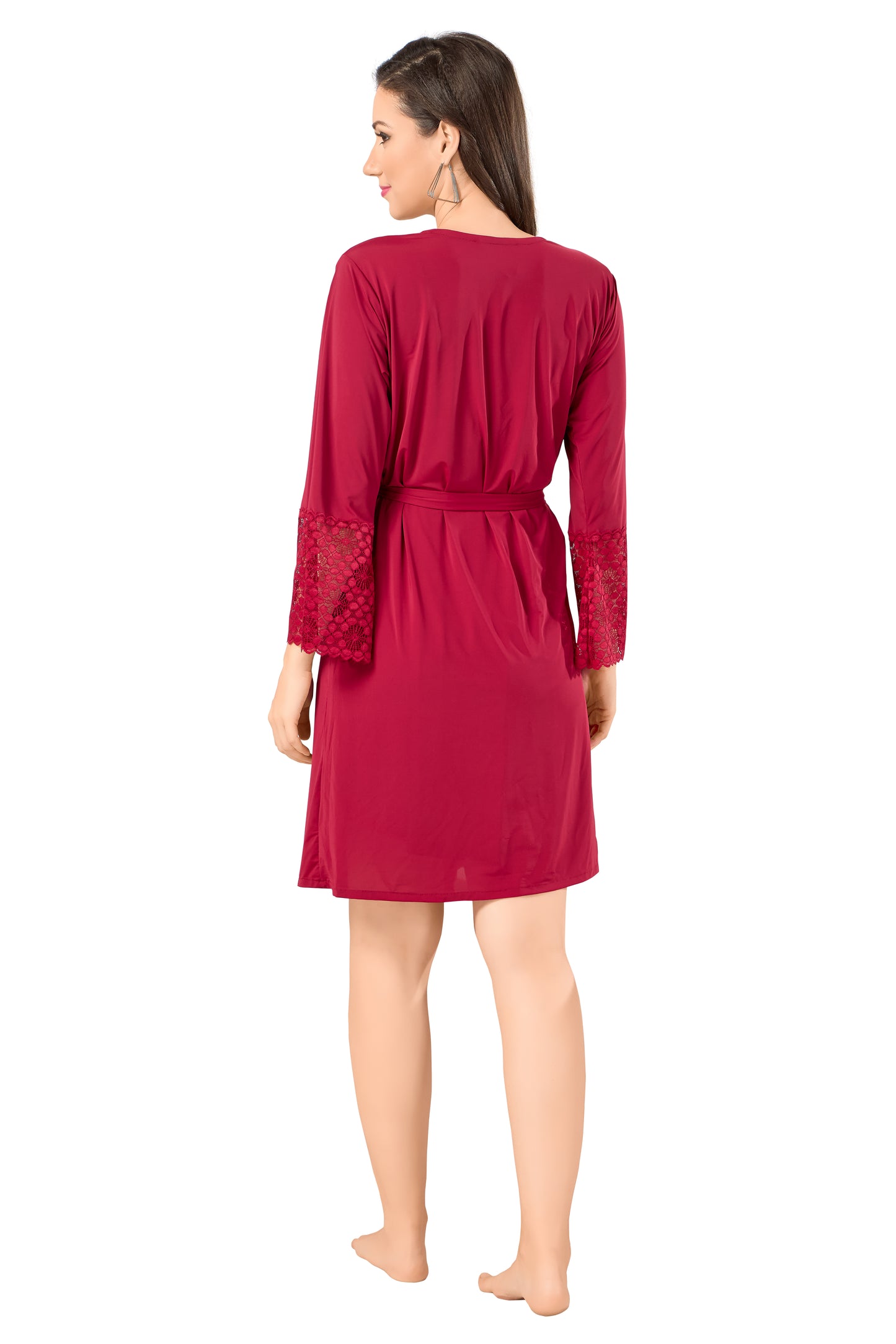 Women Malai Modal Two Piece Set With Robe