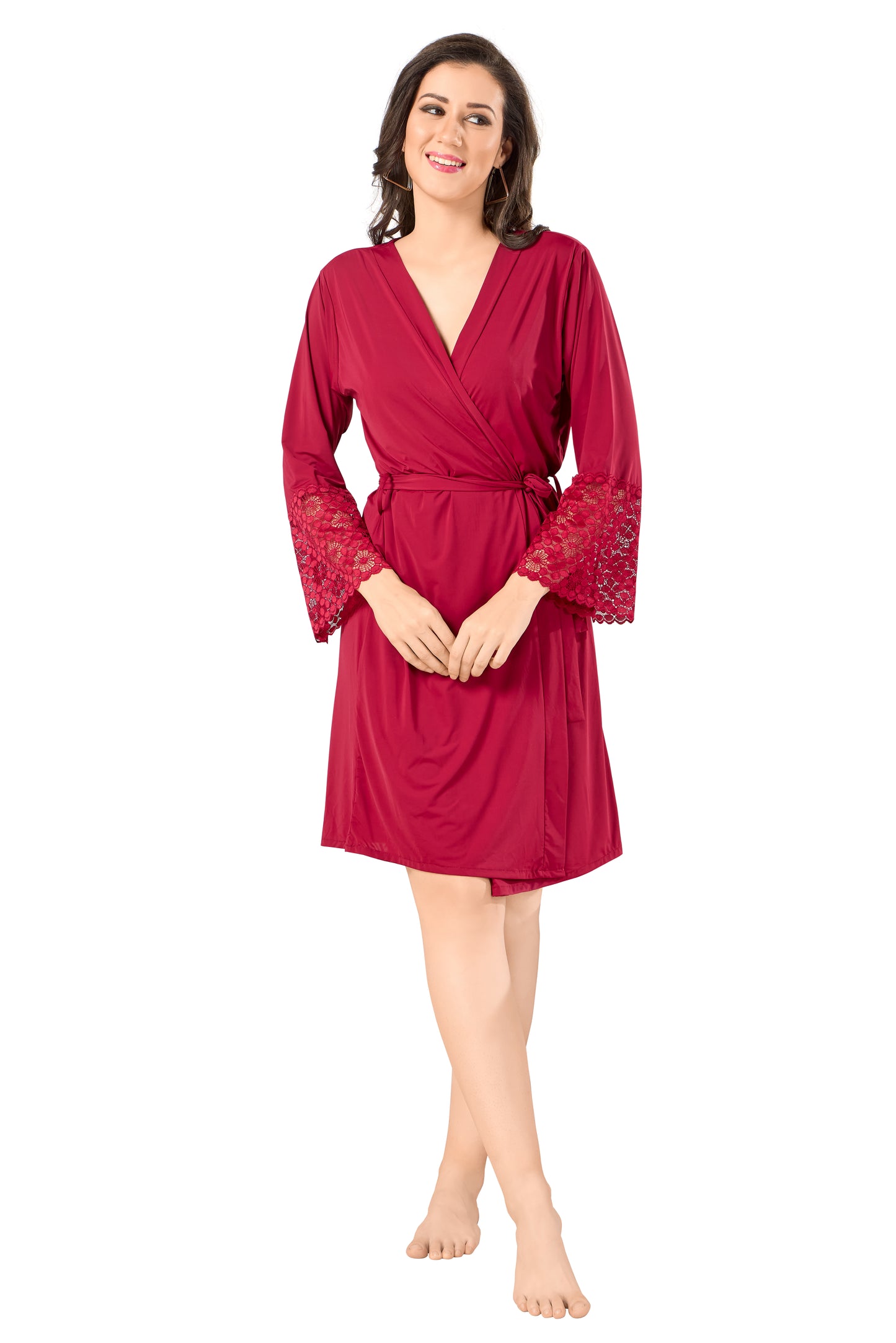 Women Malai Modal Two Piece Set With Robe