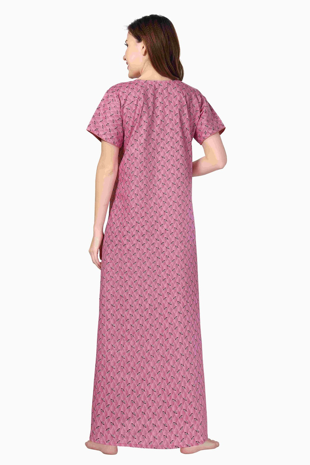 Women's Cotton Nighty With Short Sleeves, Embroidered Round Neck, Fron Dream Women Ultimate Desire Women's Cotton Nighty With Short Sleeves, Embroidered Round Neck, Fron Dream Women Ultimate Desire