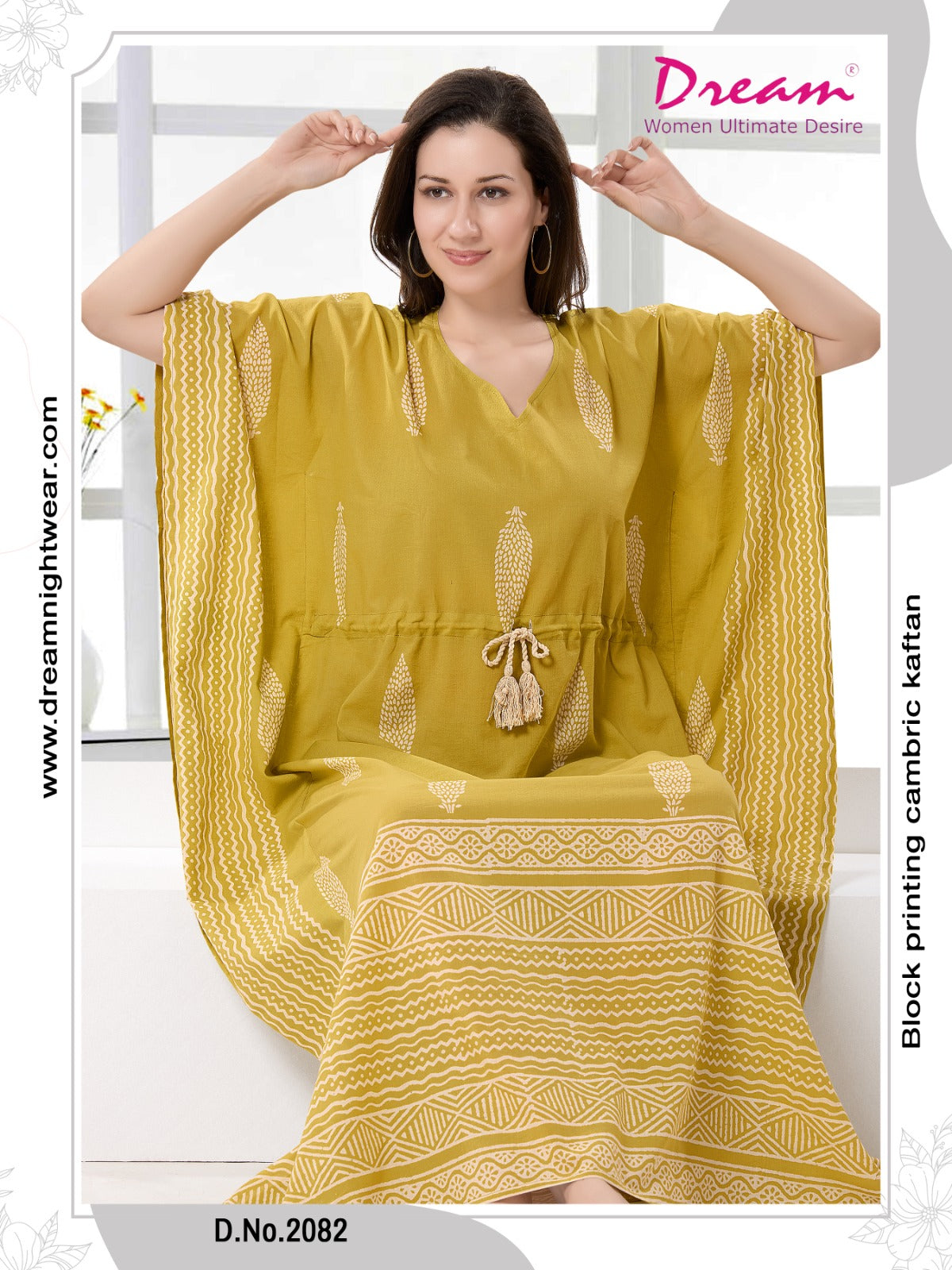 Women's Block Print Cambric Cotton Kaftan
