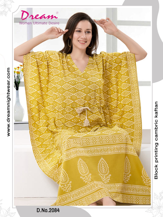 Women's Block Print Cambric Cotton Kaftan