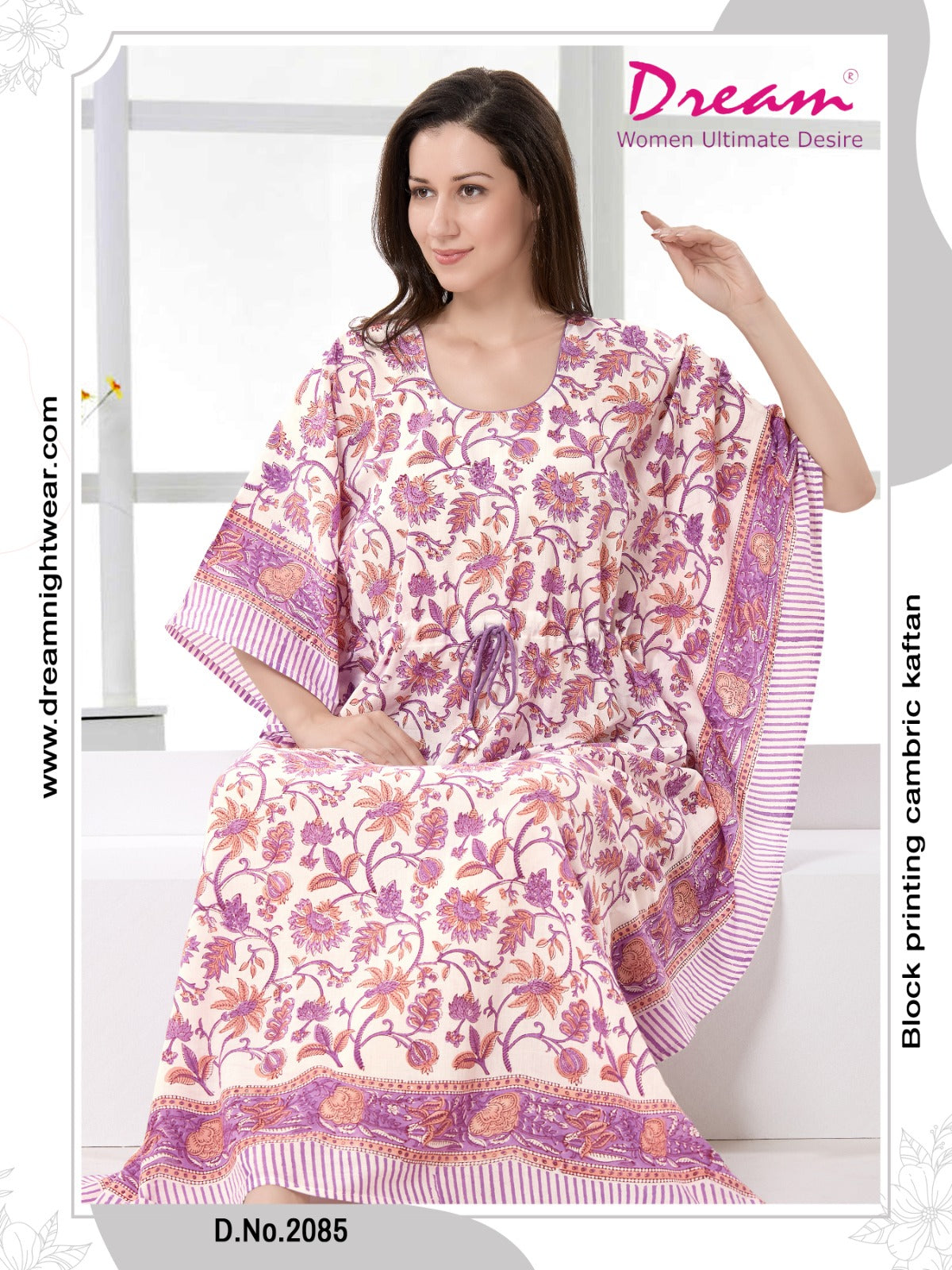 Women's Block Print Cambric Cotton Kaftan
