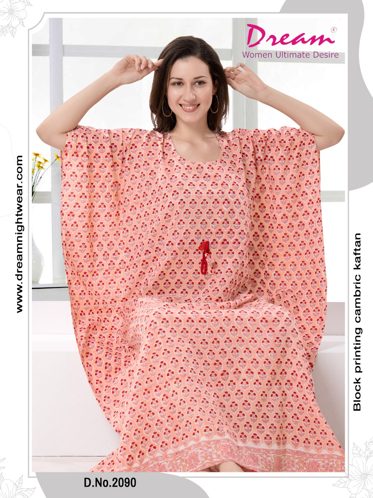 Women's Block Print Cambric Cotton Kaftan