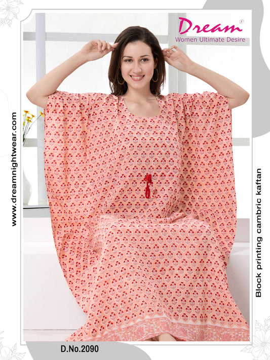 Women's Block Print Cambric Cotton Kaftan