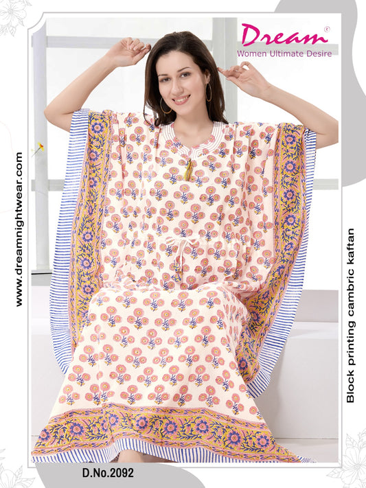 Women's Hand Block Print Cambric Cotton Kaftan