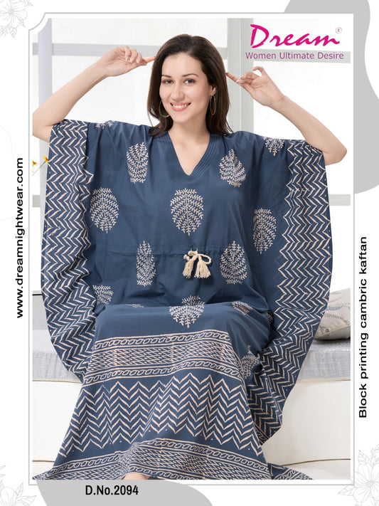 Women's Hand Block Print Cambric Cotton Kaftan