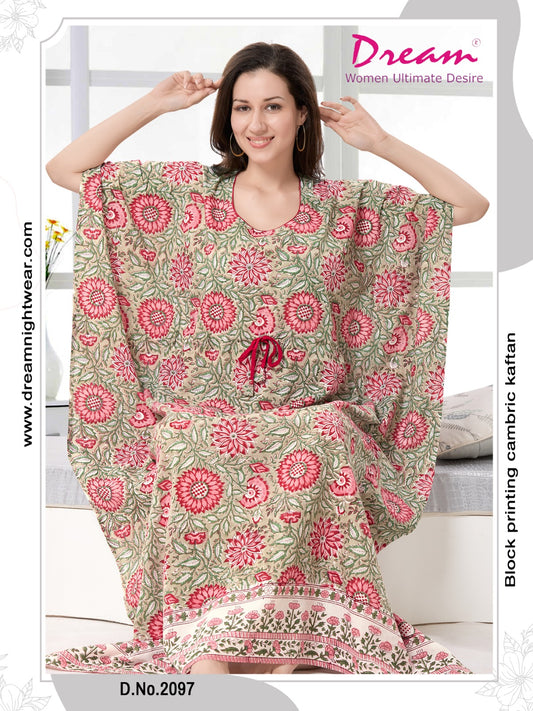 Women's Hand Block Print Cambric Cotton Kaftan