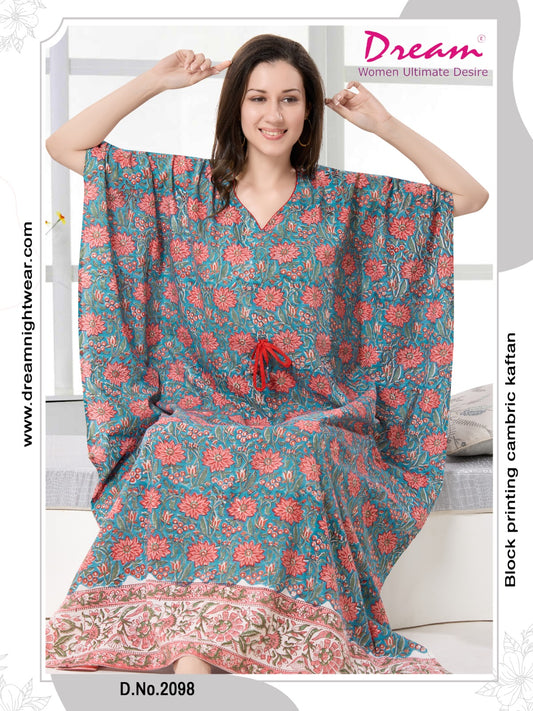 Women's Hand Block Print Cambric Cotton Kaftan
