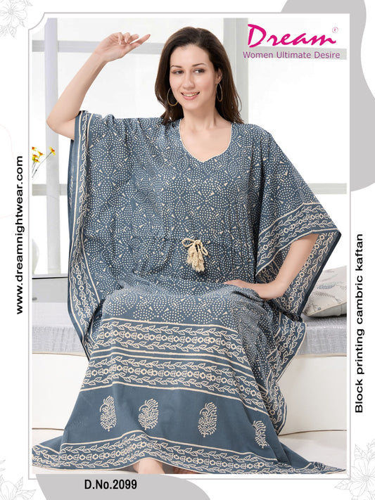Women's Hand Block Print Cambric Cotton Kaftan