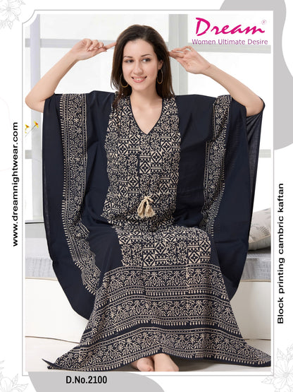 Women's Hand Block Print Cambric Cotton Kaftan