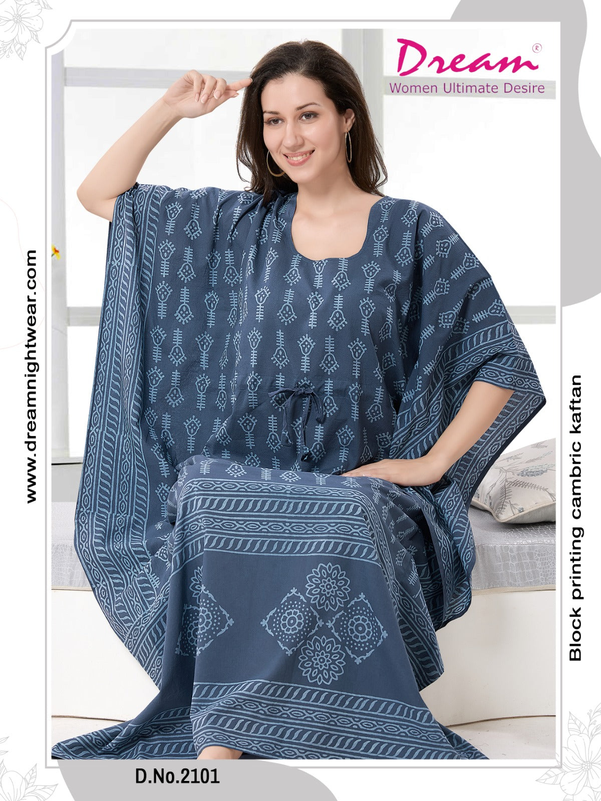 Women's Hand Block Print Cambric Cotton Kaftan