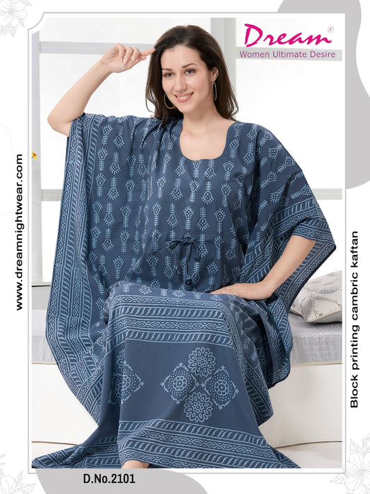 Women's Hand Block Print Cambric Cotton Kaftan