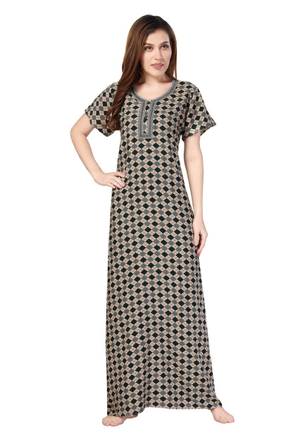 Geometric Print Rayon Slub Nighty