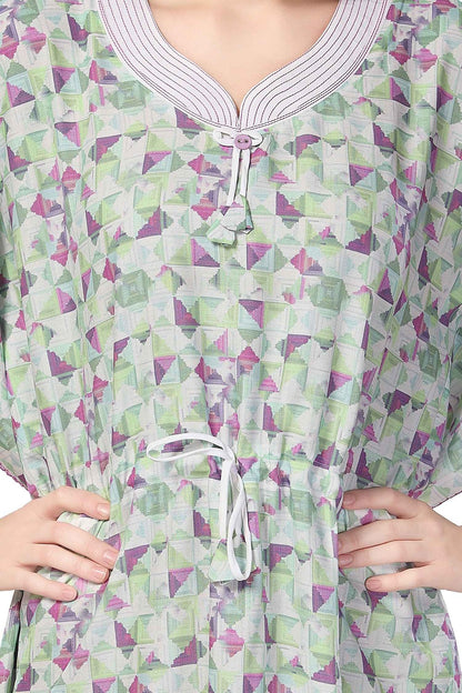 Geometric Print Rayon Kaftan With Side Pocket