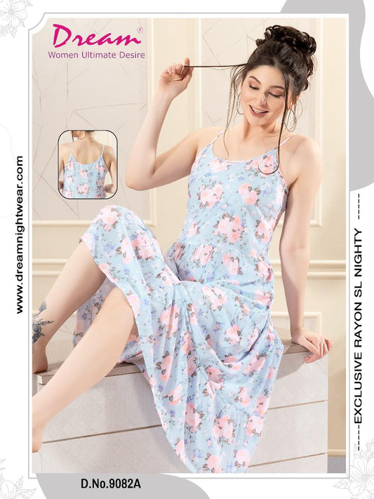 Rayon Digital Printed Sleeveless Nighties