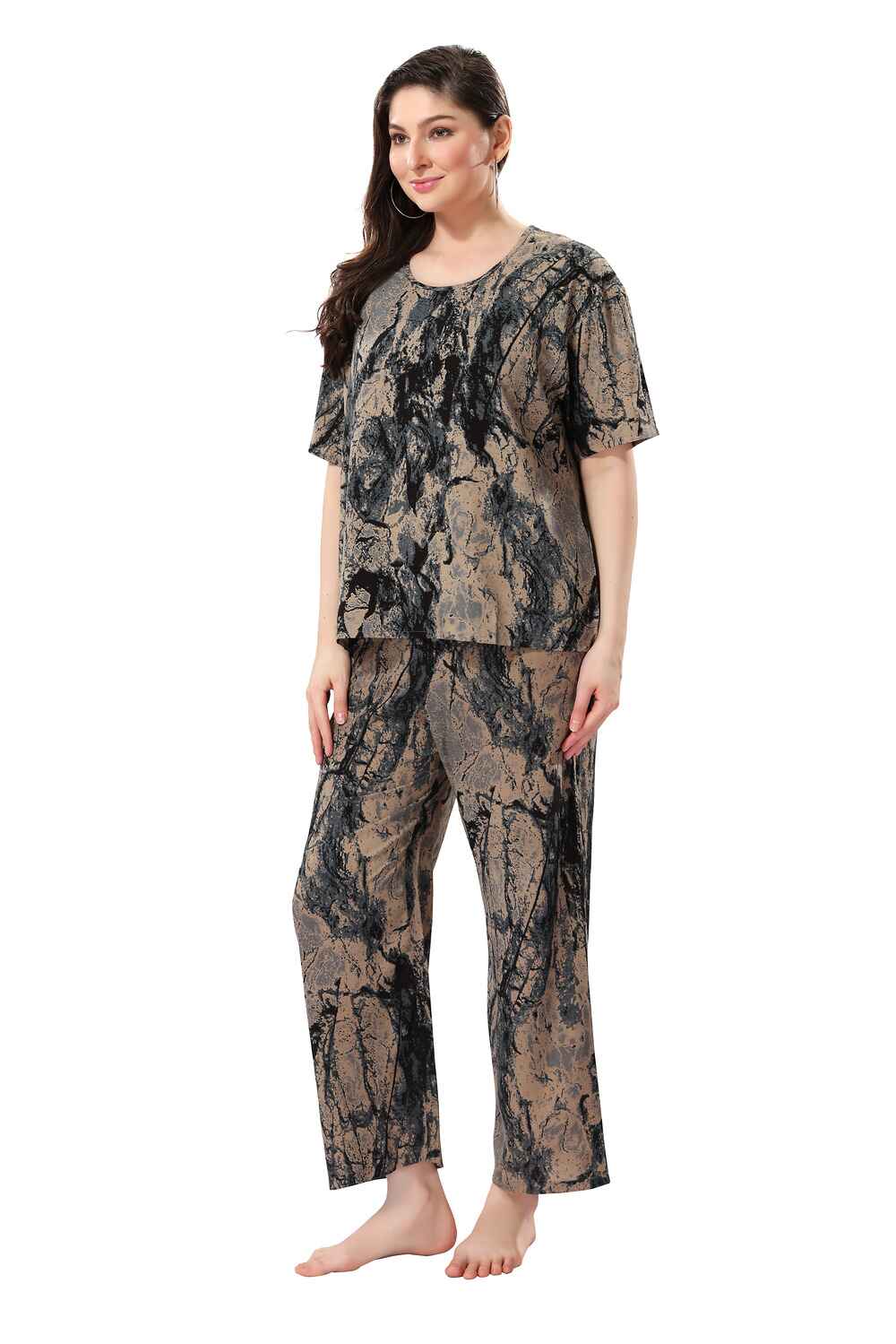 Rayon Digital Printed Round Neck Co-ord Set