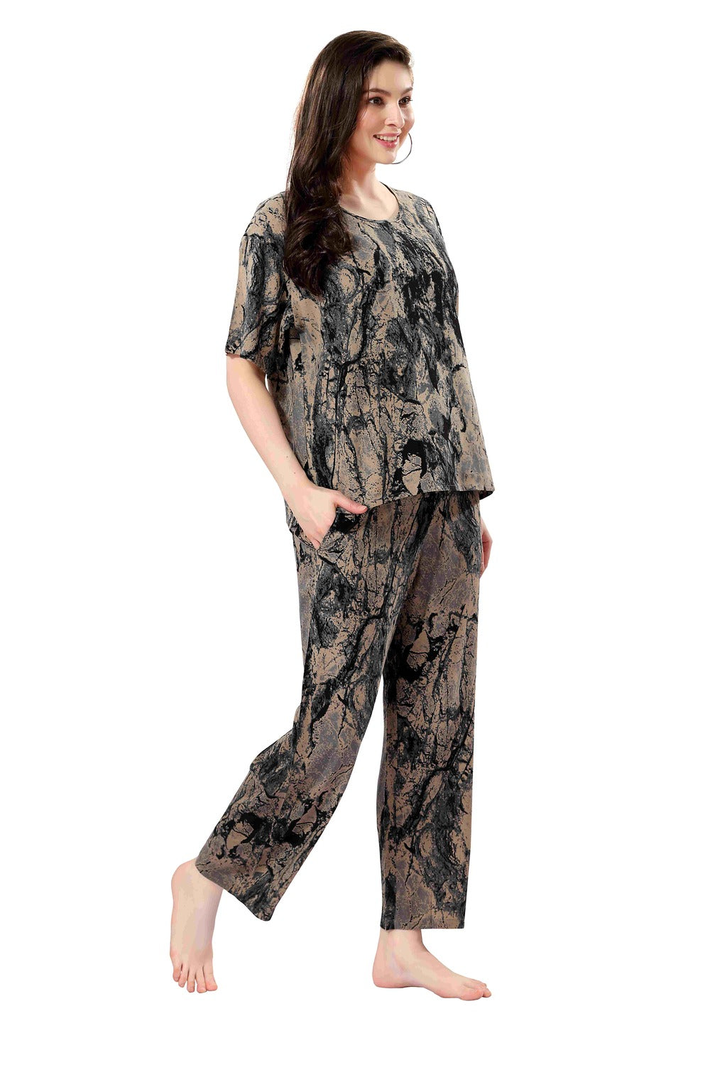 Rayon Digital Printed Round Neck Co-ord Set