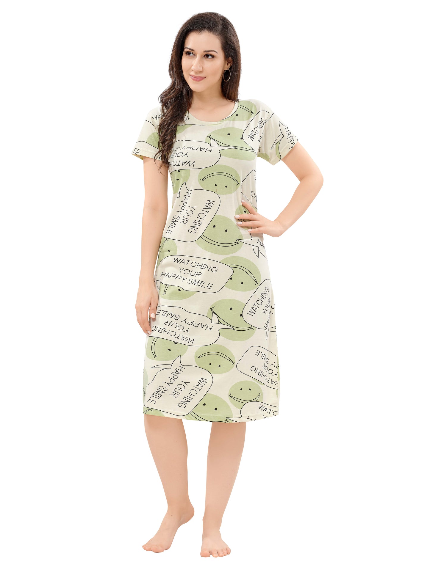 Women's Premium Hosiery Knee-length Short Nighty