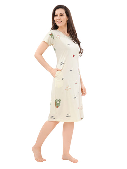 Women's Premium Hosiery Knee-length Short Nighty