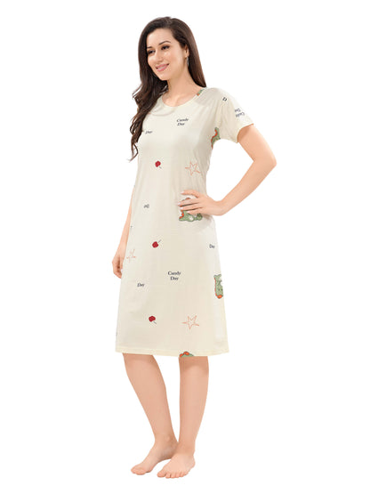 Women's Premium Hosiery Knee-length Short Nighty