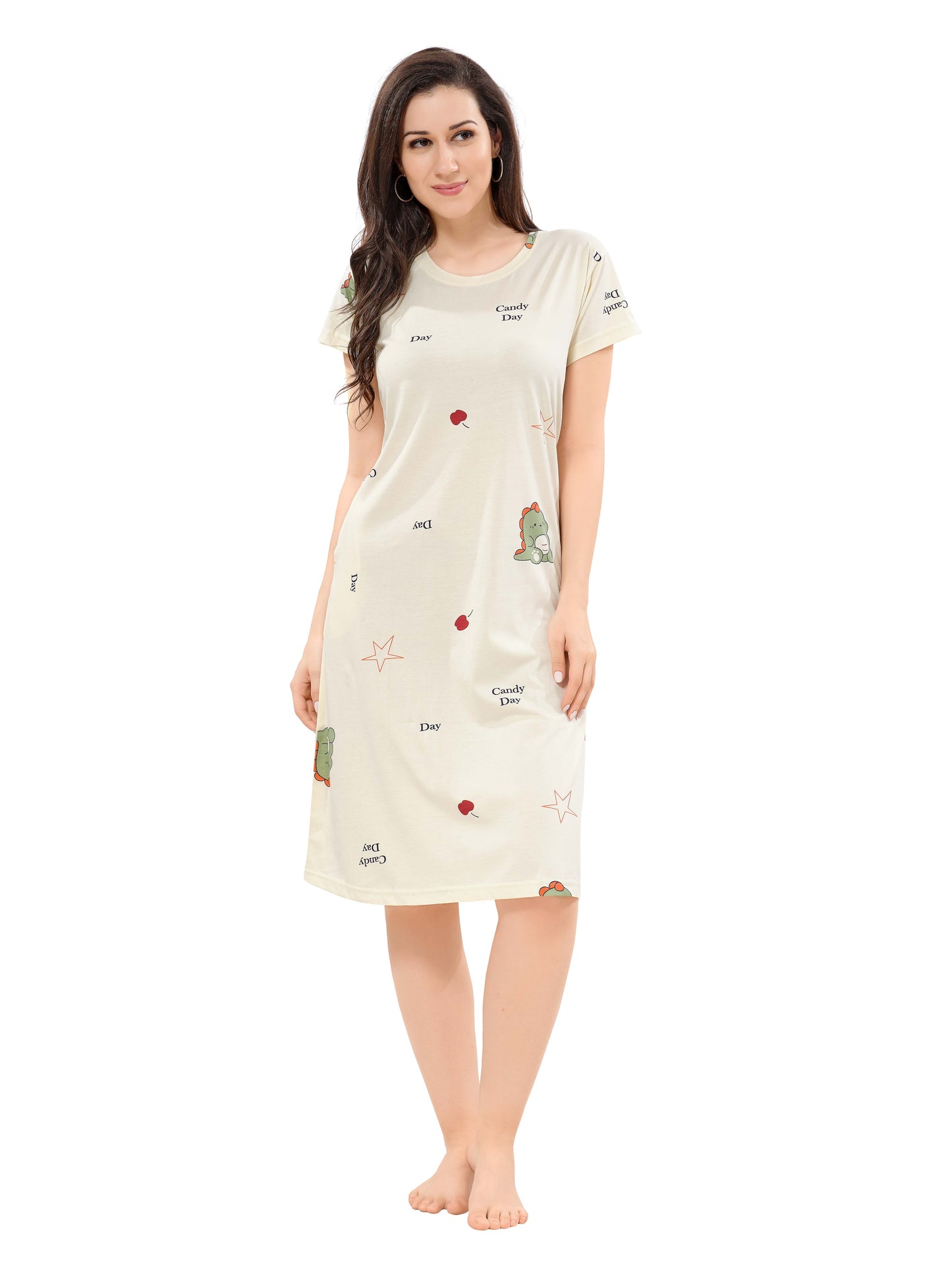 Women's Premium Hosiery Knee-length Short Nighty