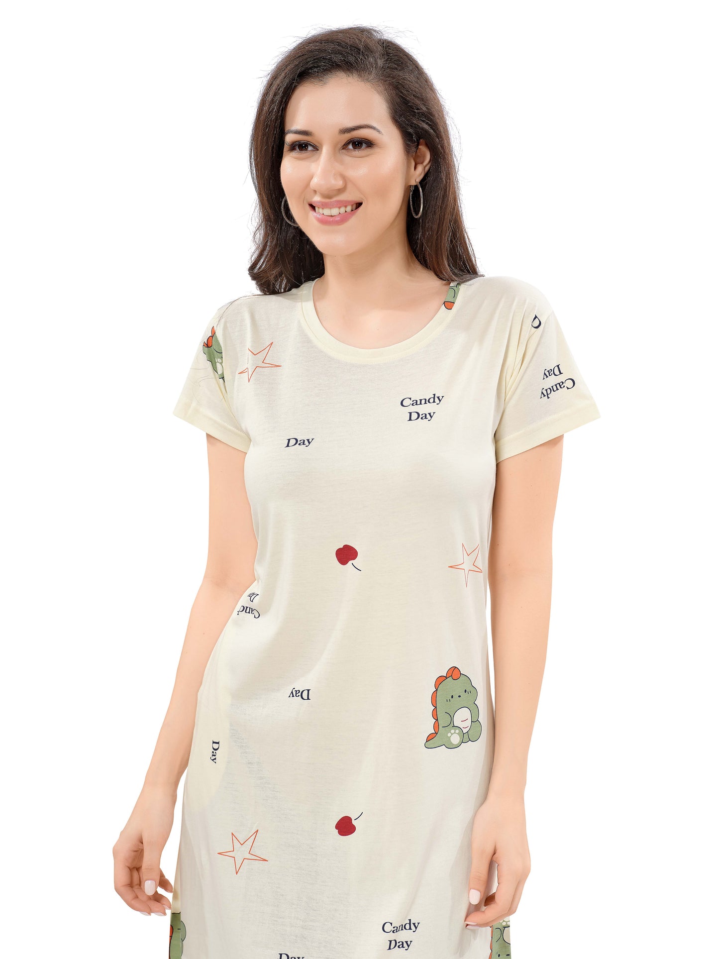 Women's Premium Hosiery Knee-length Short Nighty