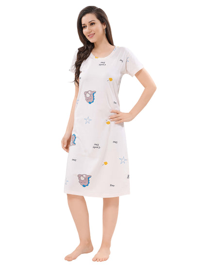 Women's Premium Hosiery Knee-length Short Nighty