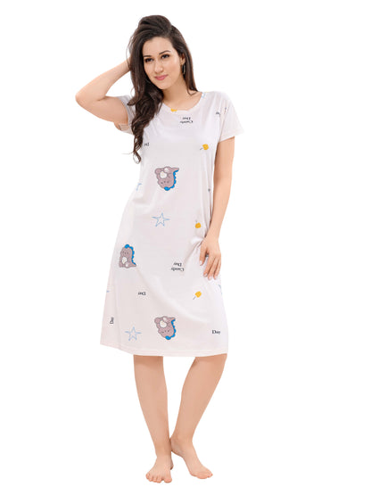 Women's Premium Hosiery Knee-length Short Nighty