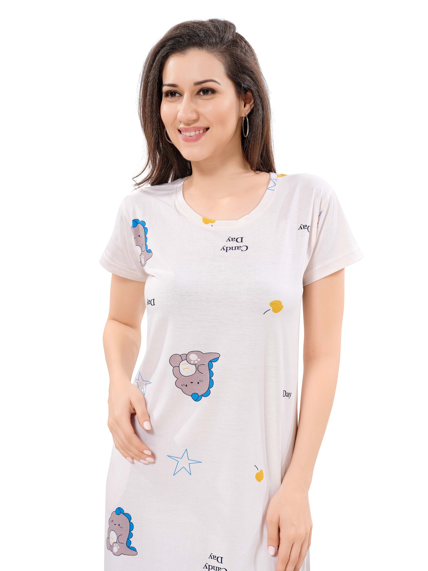 Women's Premium Hosiery Knee-length Short Nighty