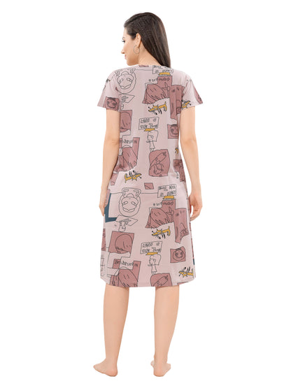 Women's Premium Hosiery Knee-length Short Nighty