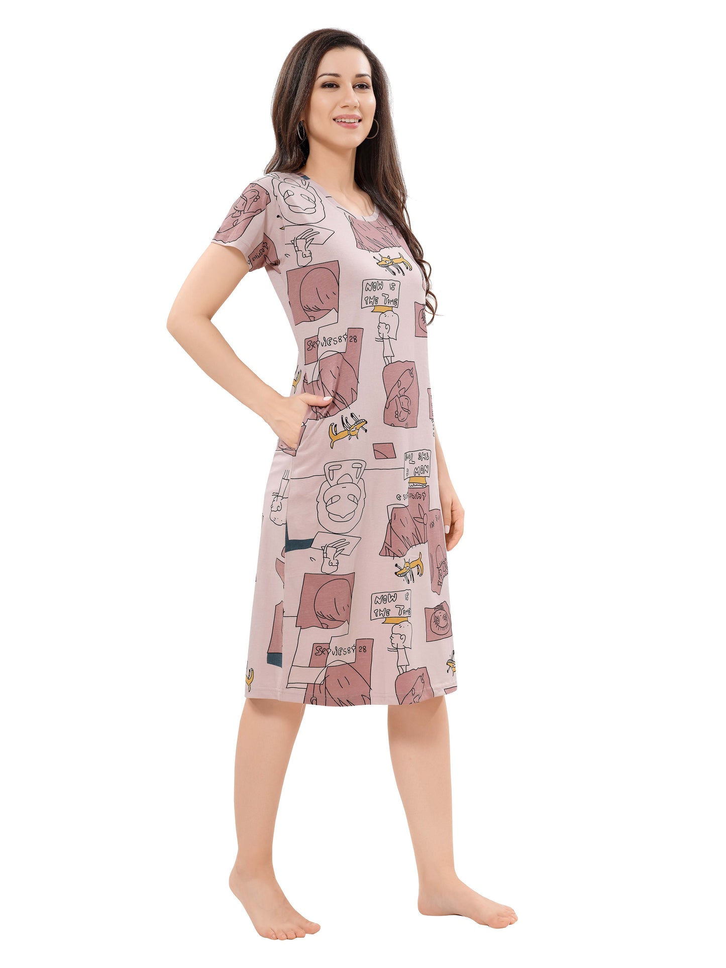 Women's Premium Hosiery Knee-length Short Nighty