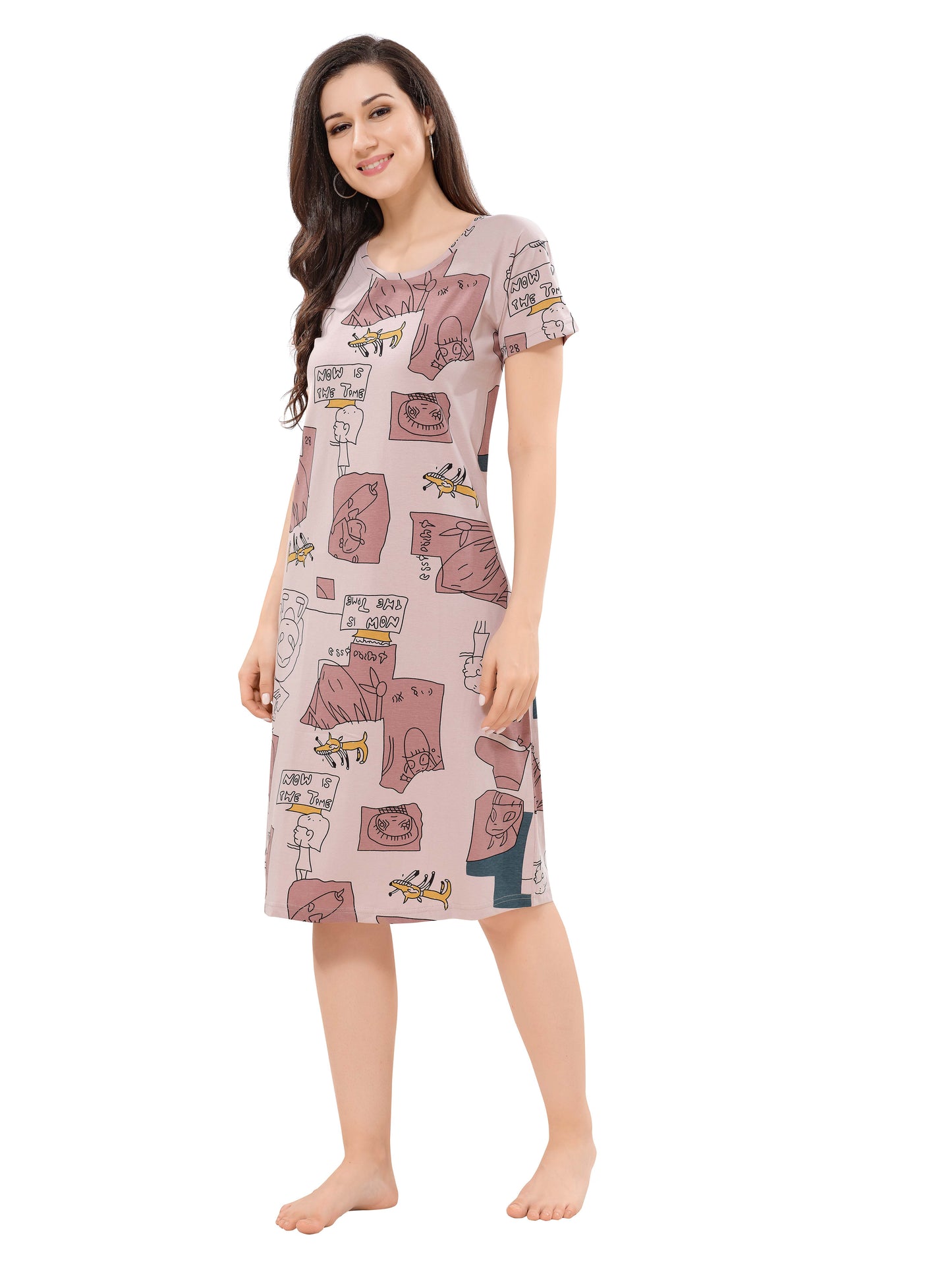 Women's Premium Hosiery Knee-length Short Nighty